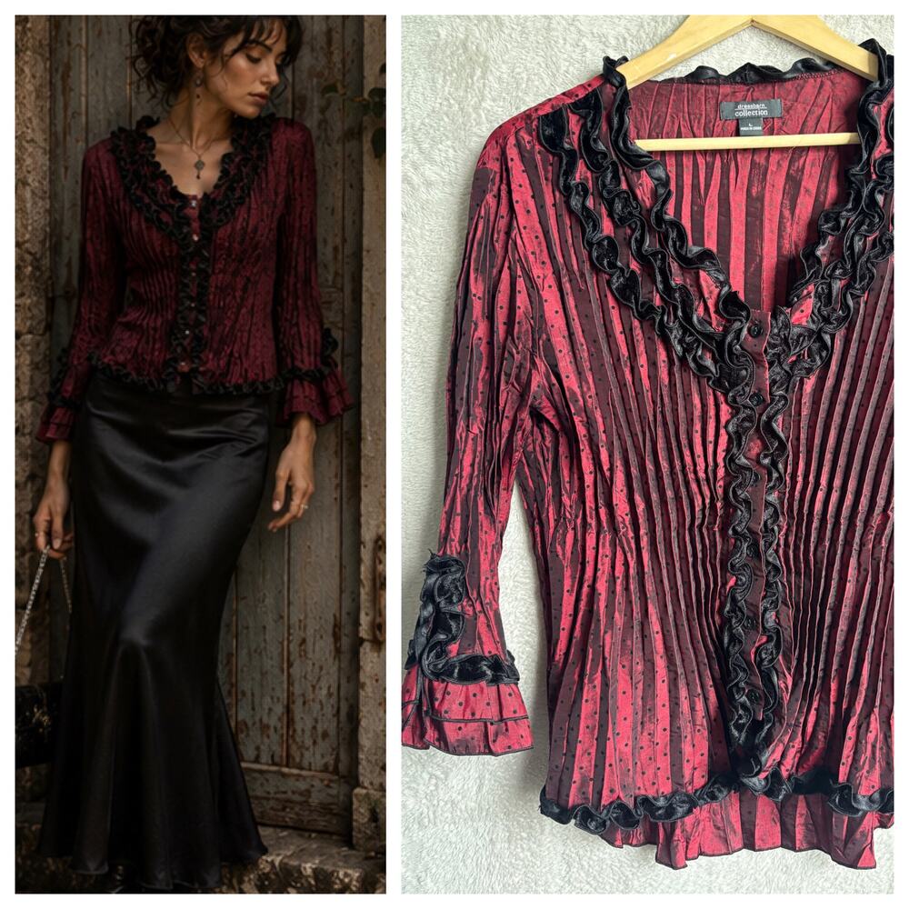 90s Dressbarn Whimsigoth Gothic Romance Crinkle Top M Vampire Fairygoth